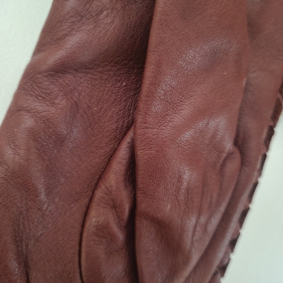 Leather Gloves Danier nwt plum burgundy deep red genuine NEW size XS - Picture 3 of 12